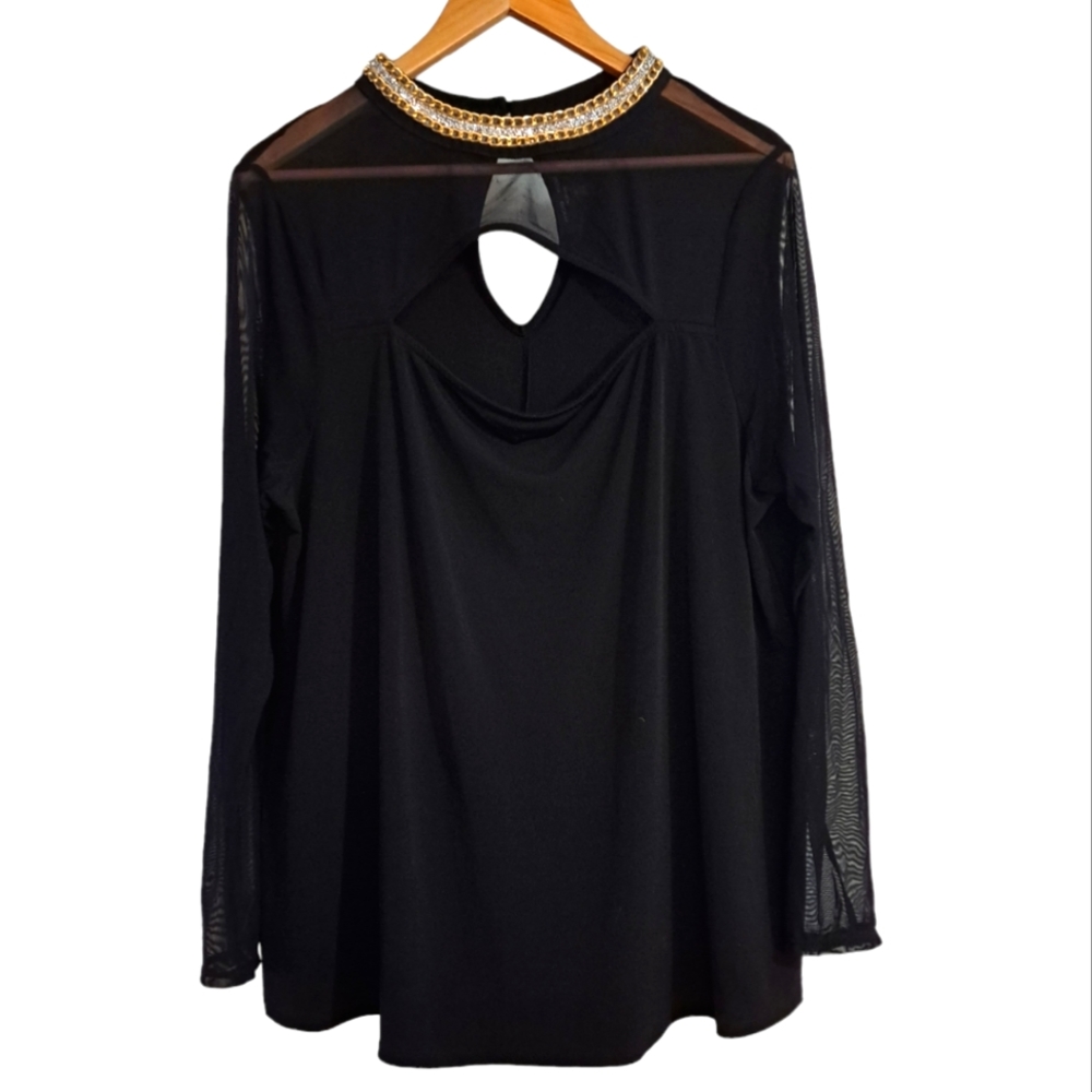 Moa Moa Jeweled Collar Blouse
